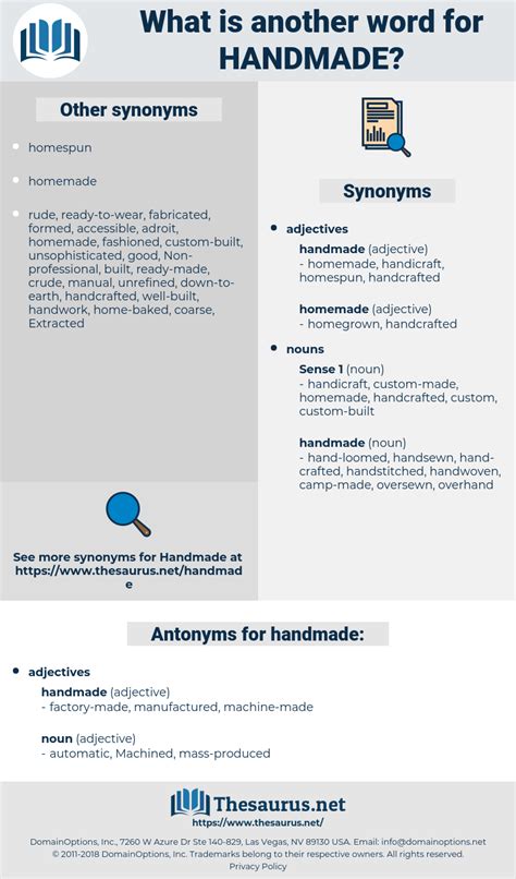 synonym for handmade|antonym for handmade.